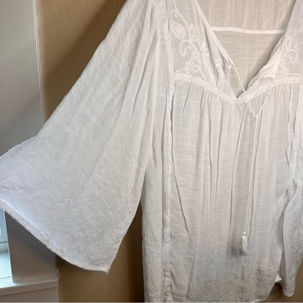 Cato White Boho Tunic with Embroidery Size 26/28 - Picture 3 of 7